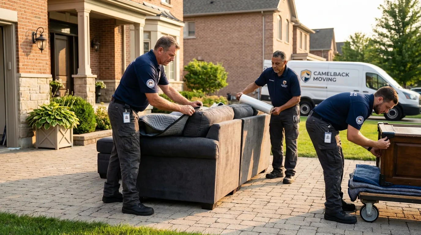 Large estate moving crew wrapping furniture in Peoria, AZ
