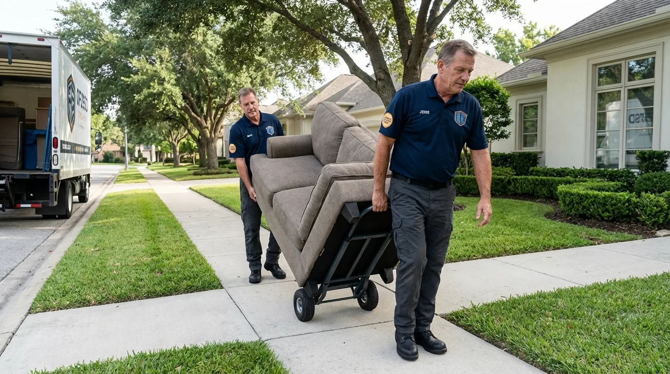 Local residential moving crew loading furniture in Peoria, AZ